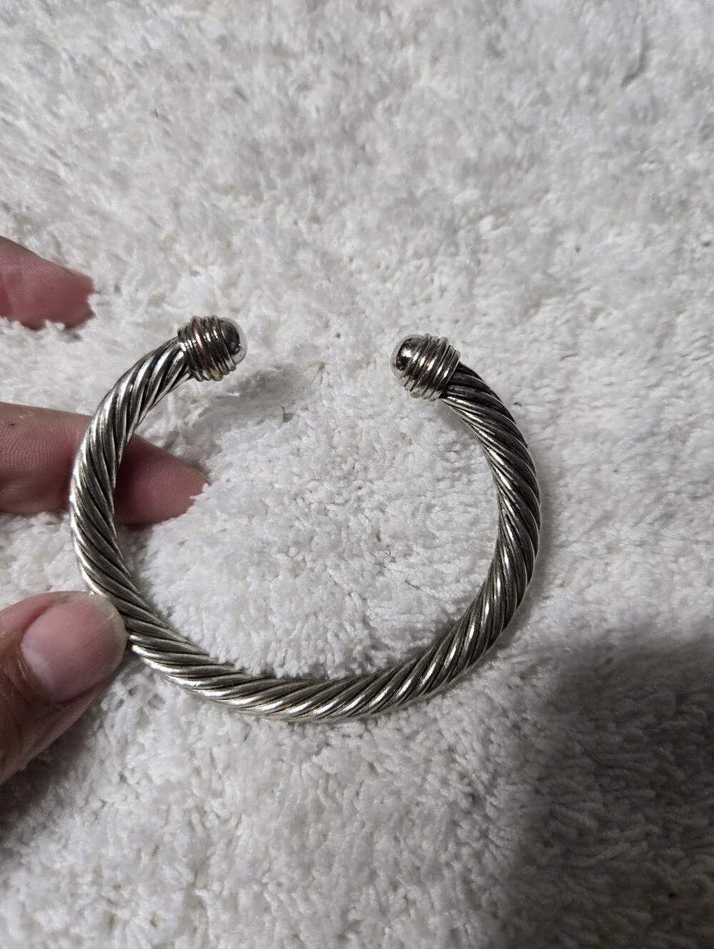 Vintage Cable Cuff Bracelet Silver Tone
